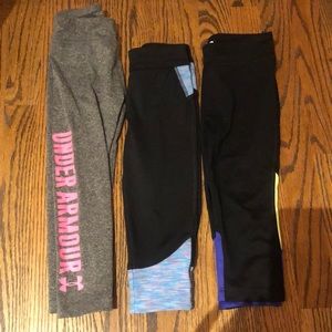 3 pairs under armour girls leggings